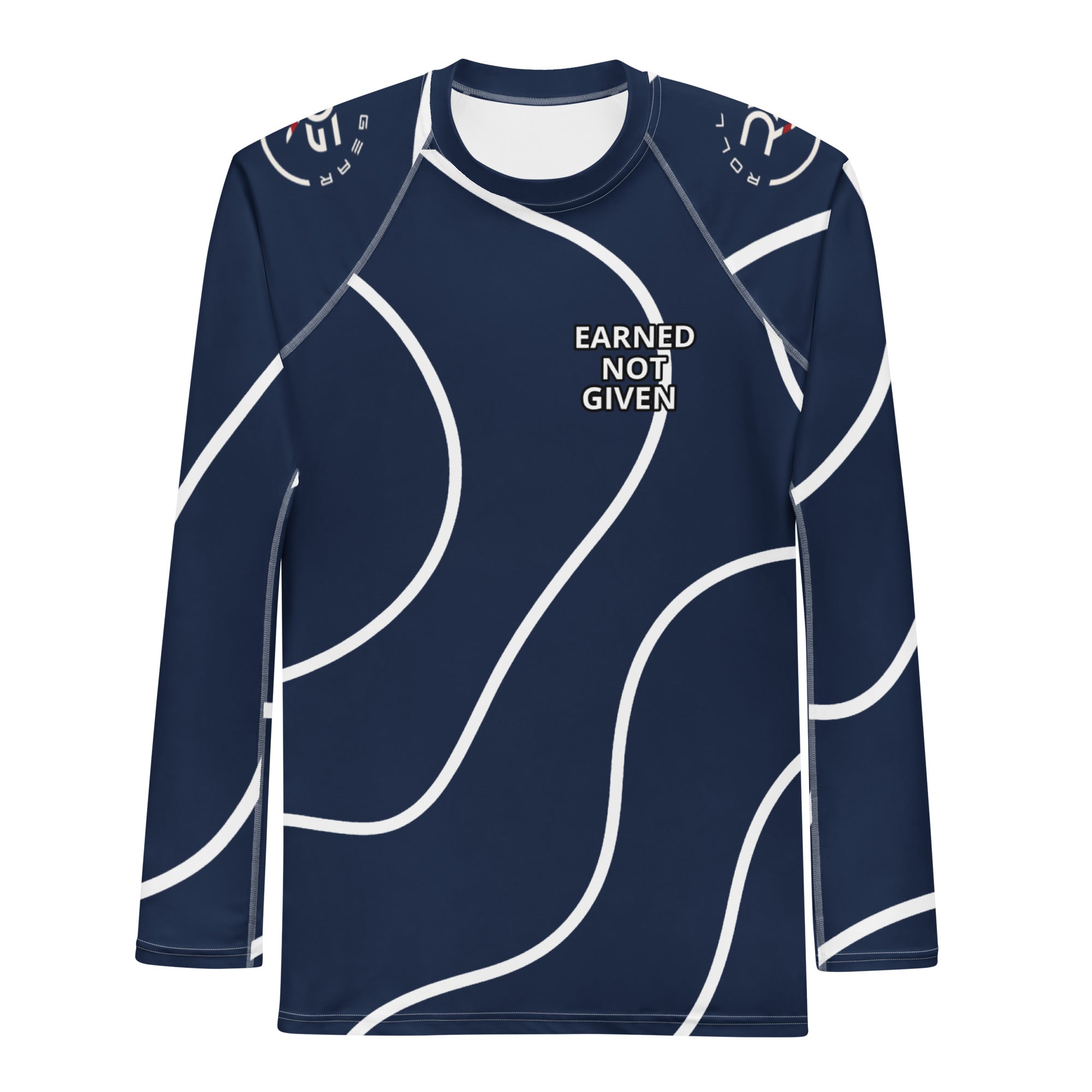 Navy with White Lines Performance Rash Guard – Long Sleeve | Roll Gear™