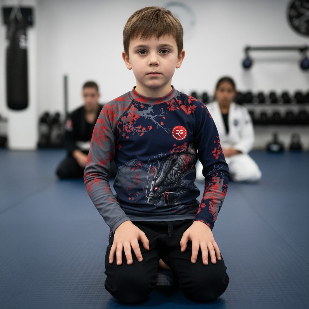 Warrior’s Spirit Rash Guard – Dark Edition (Kids Long Sleeve)