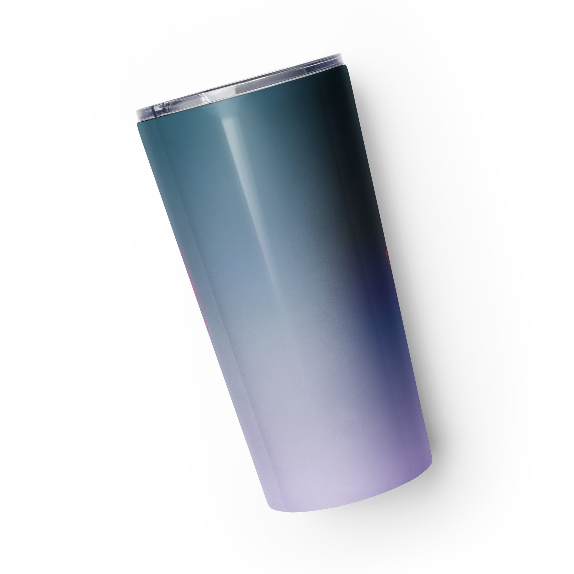 Gradient tumbler transitioning from blue to purple on a white background