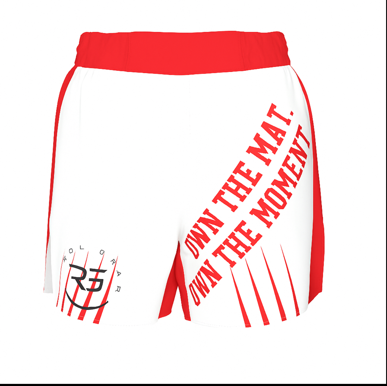 Roll gear grappling shorts red and white. 