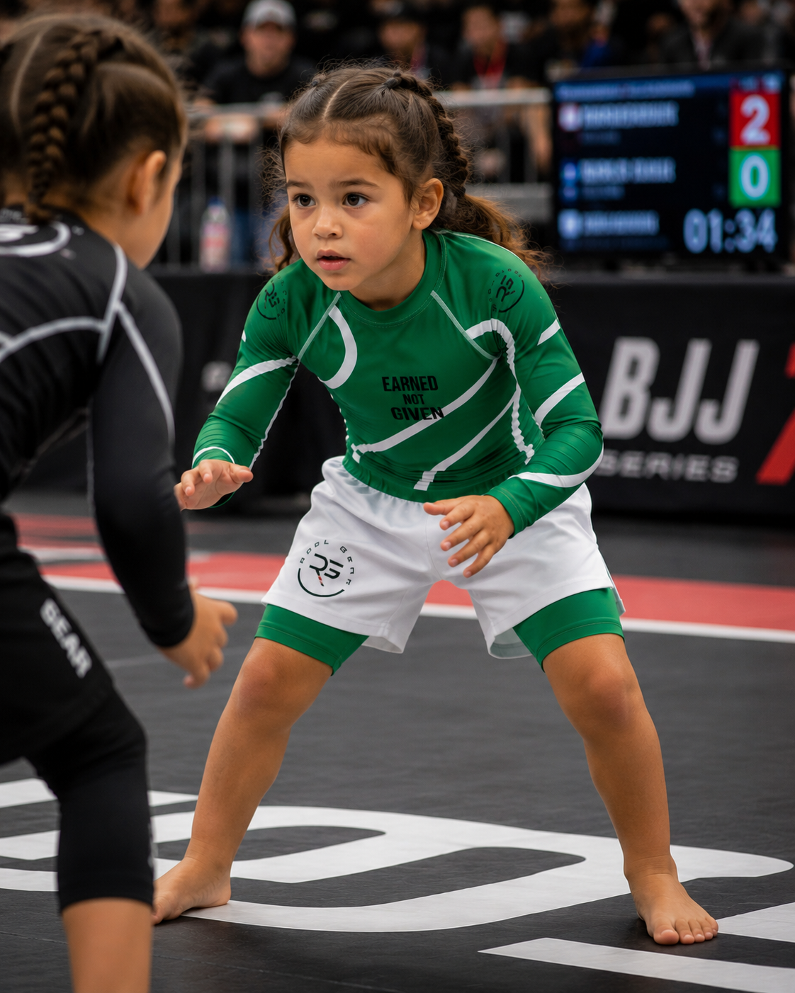 Kids Green Swirl Long Sleeve Rash Guard – Green/White | Roll Gear