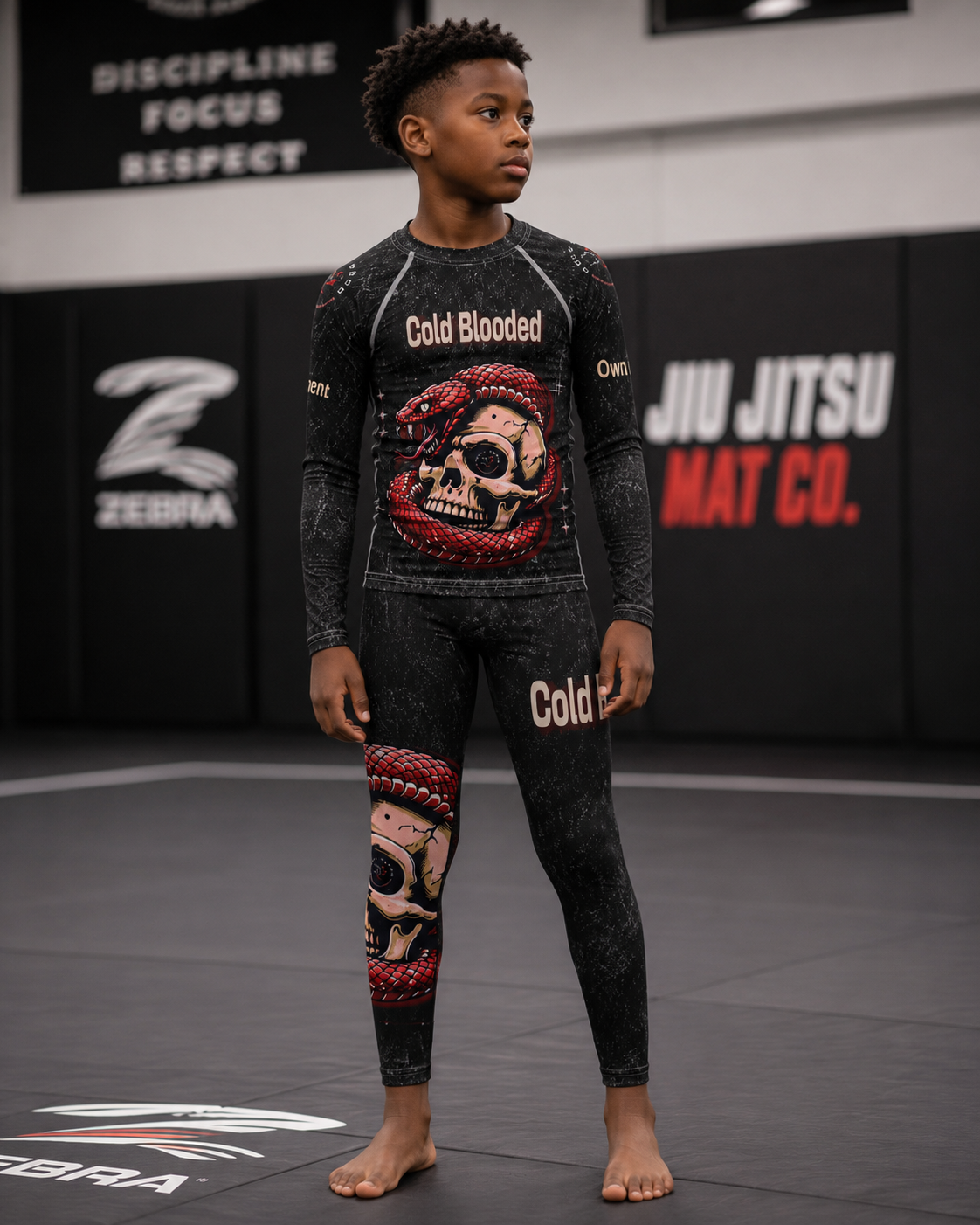 Cold Blooded Rash Guard – Black Venom Athlete Edition – Youth Long Sleeve | Roll Gear