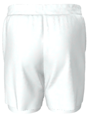 Back view of all-white BJJ training shorts with a clean, minimalist design – lightweight 2-in-1 no-gi grappling shorts with compression liner and athletic cut for mobility