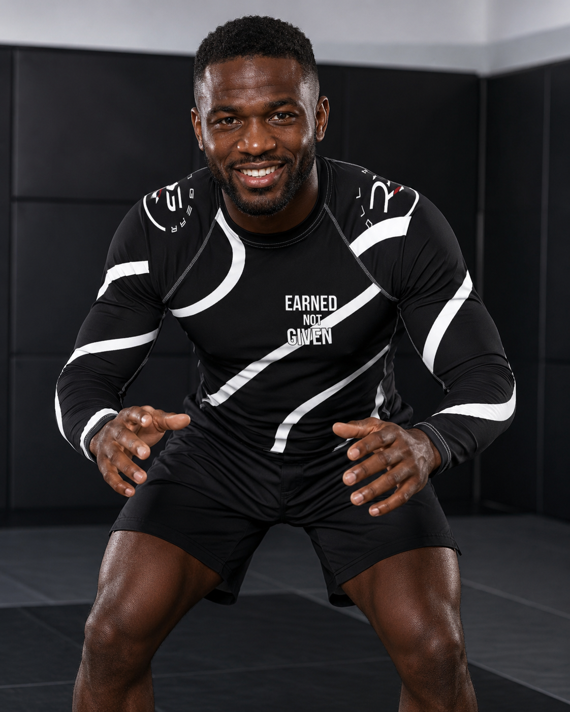 Black Swirl Long Sleeve Rash Guard – Black/White – Men’s | Roll Gear