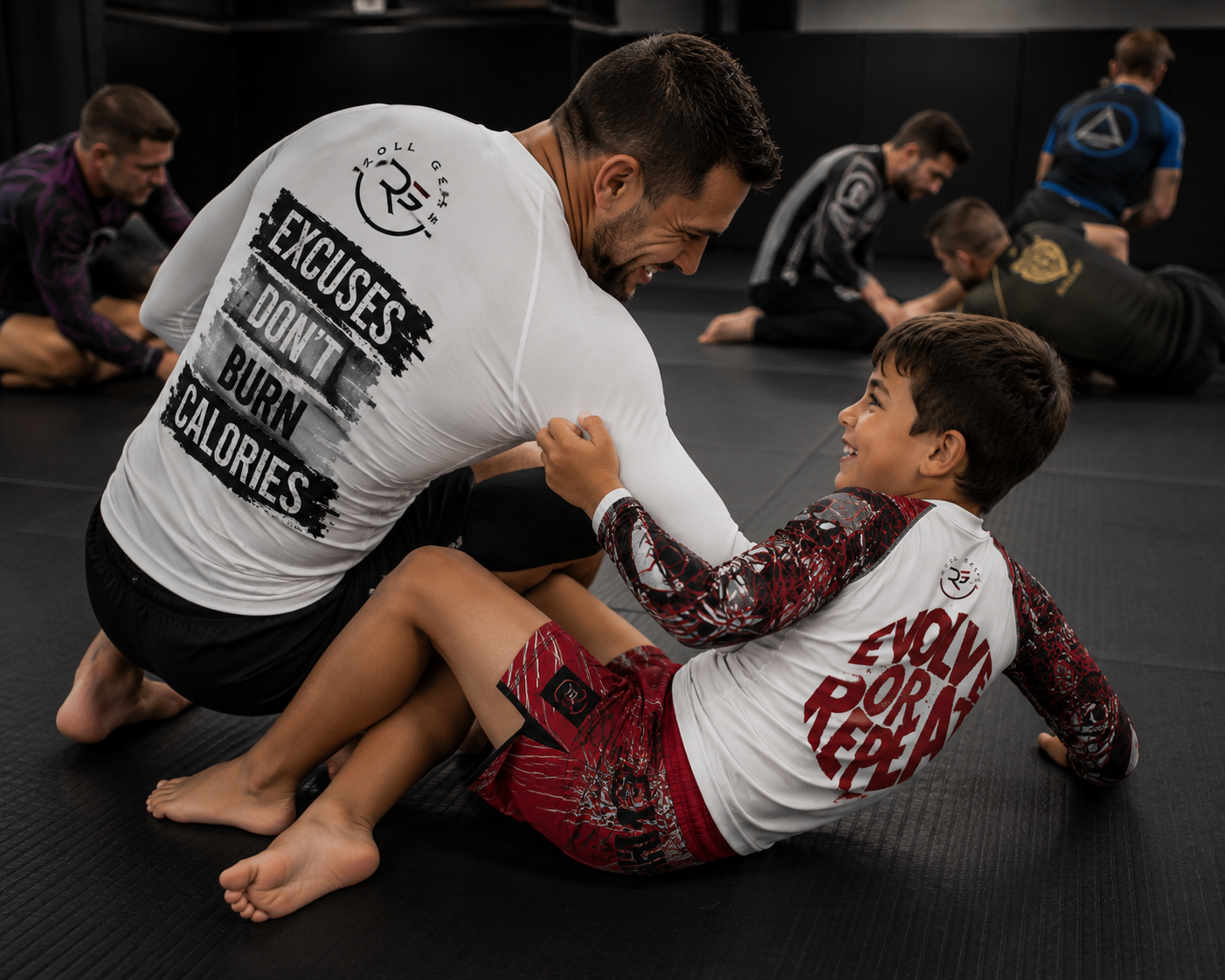 Excuses Don’t Burn Calories Long Sleeve Rash Guard – White | Men’s | Roll Gear