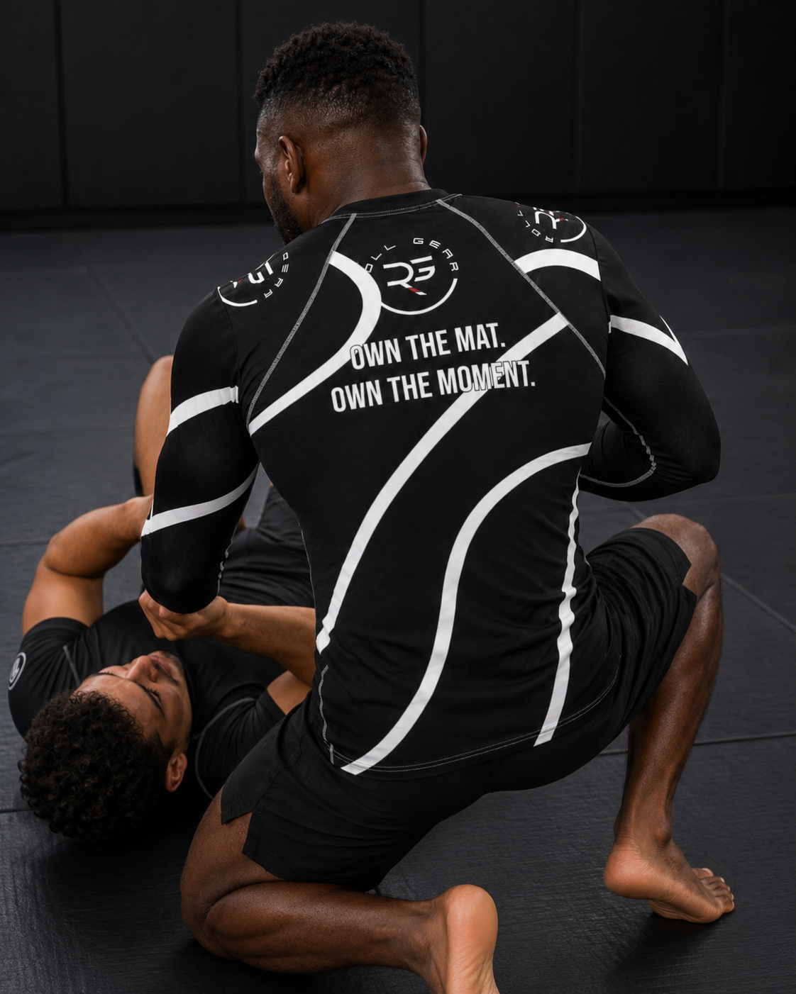 Black Swirl Long Sleeve Rash Guard – Black/White – Men’s | Roll Gear