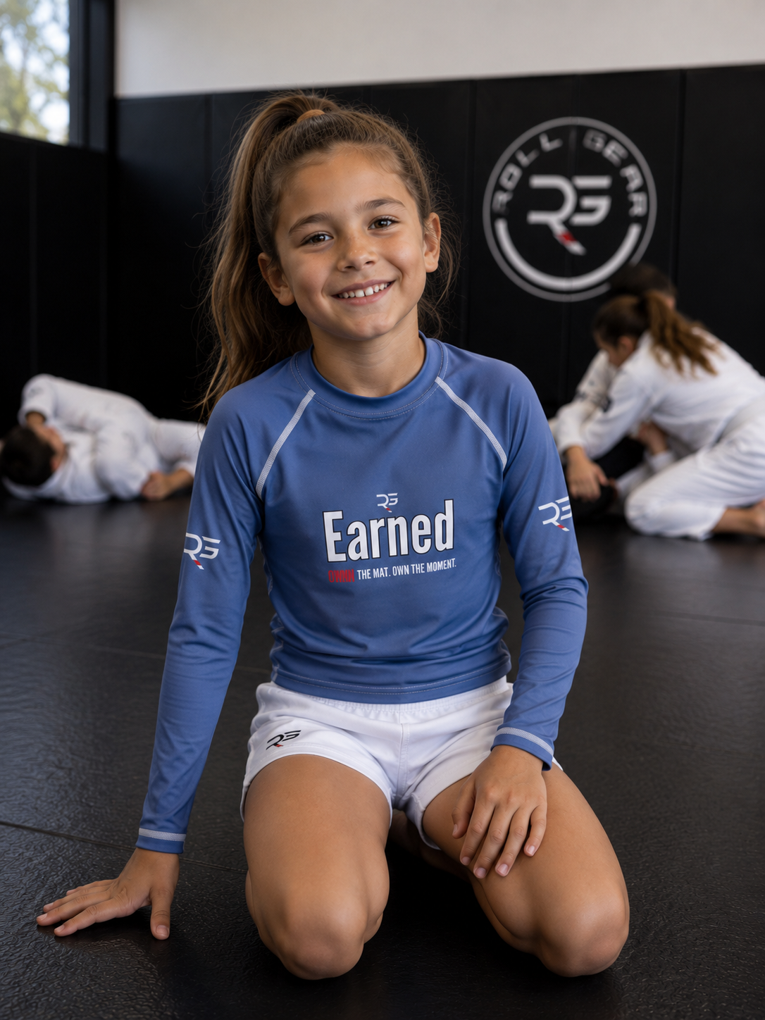 Earned Not Given Long Sleeve Rash Guard – Blue – Kids | Roll Gear
