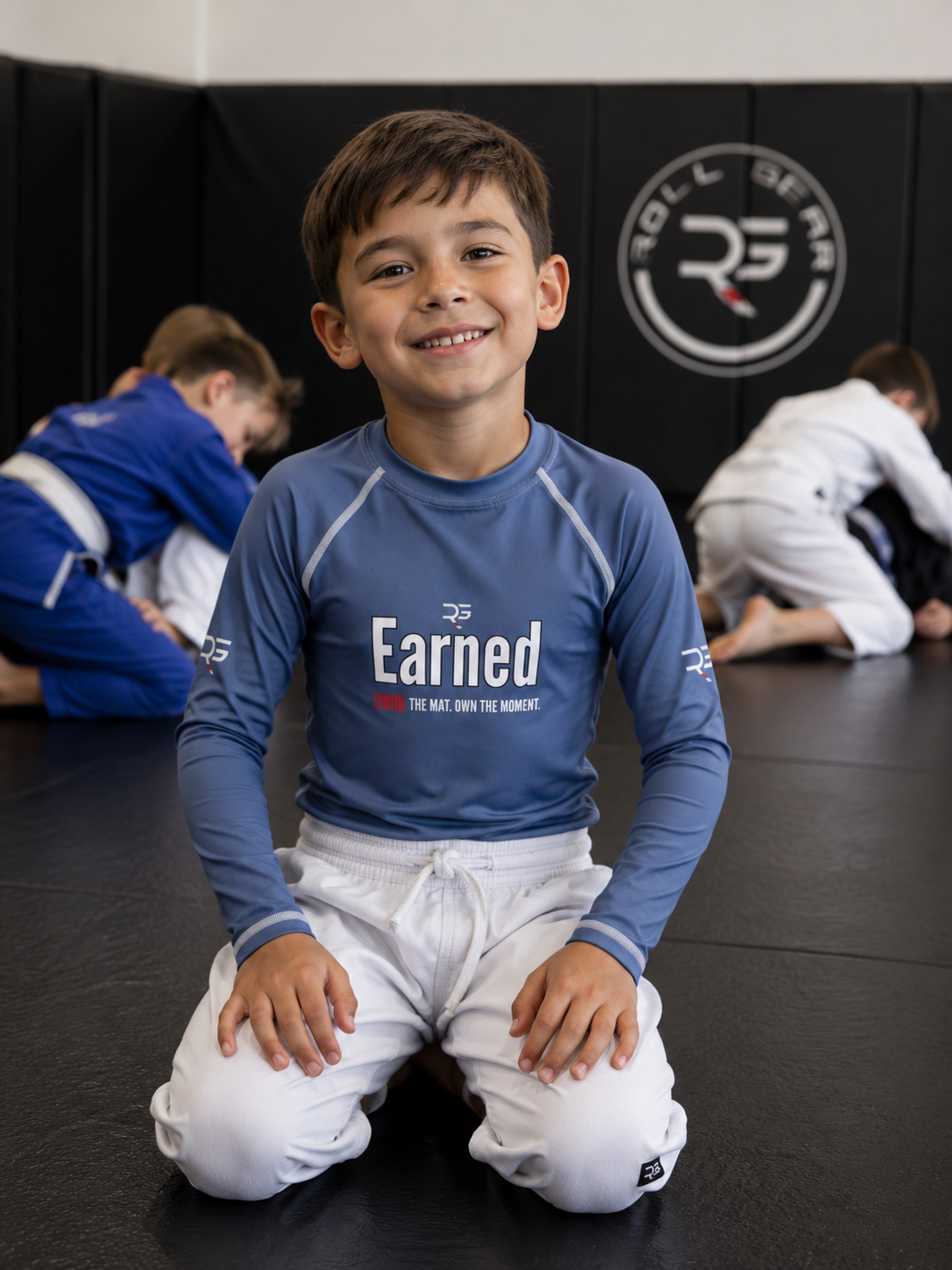 Earned Not Given Long Sleeve Rash Guard – Blue – Kids | Roll Gear