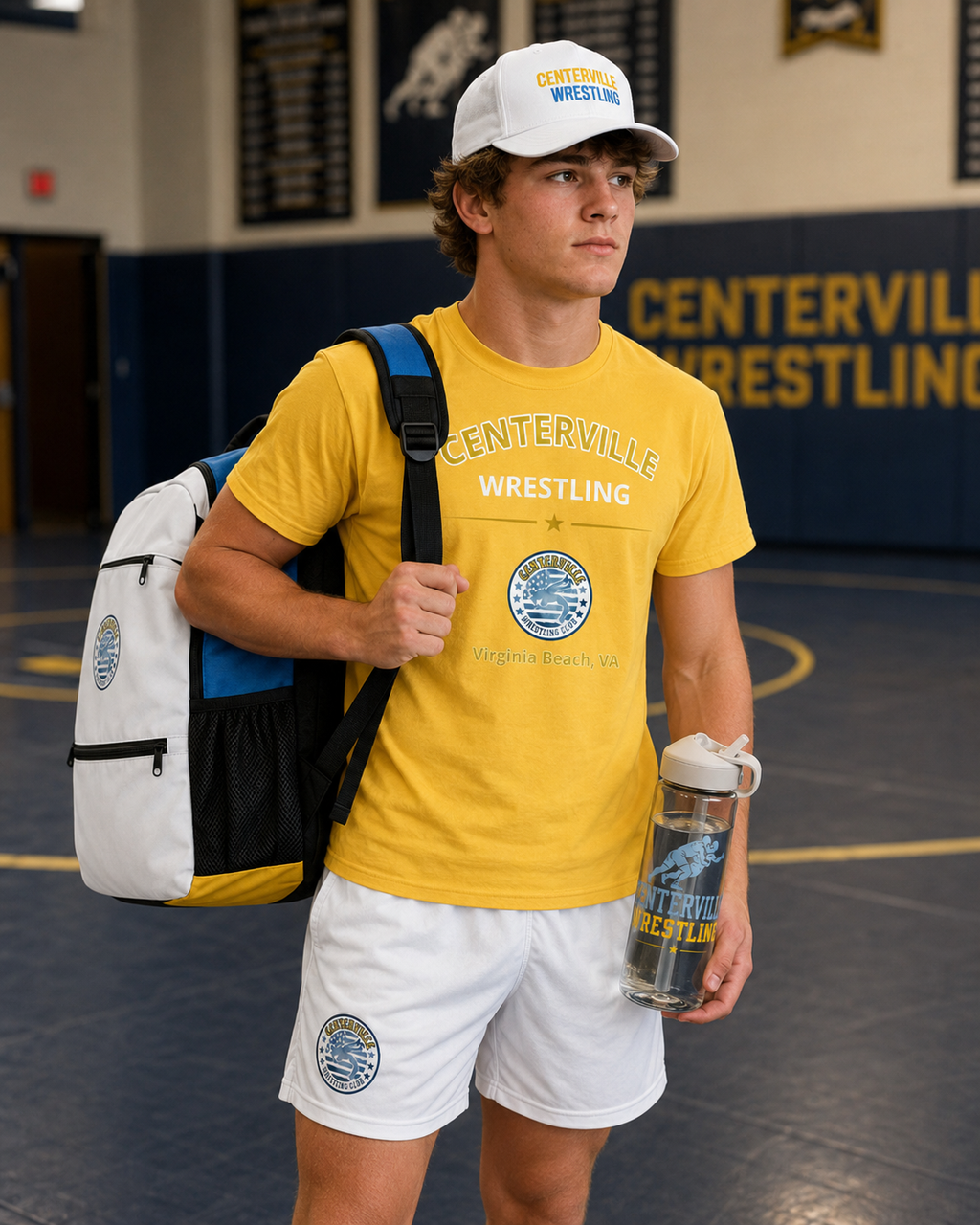 Centerville Wrestling Mesh Training Shorts, lifestyle photo.