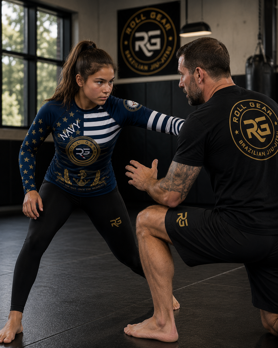Youth Navy Military Long Sleeve Rash Guard – Navy & Gold | Roll Gear