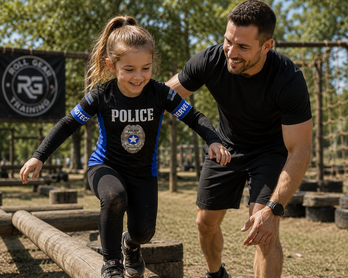 Kids Police Edition Long Sleeve Rash Guard – Thin Blue Line | Roll Gear