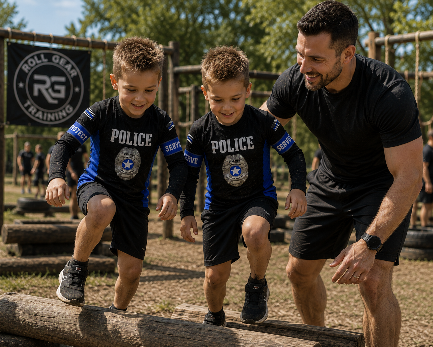 Kids Police Edition Long Sleeve Rash Guard – Thin Blue Line | Roll Gear
