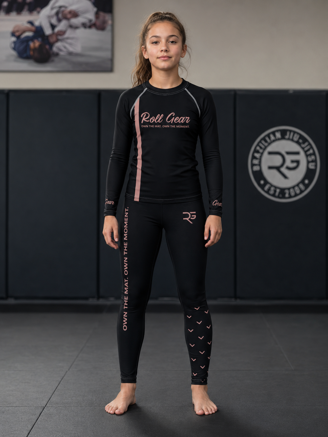 Roll Gear – Girls Bows Long Sleeve Rash Guard – Pink – Youth