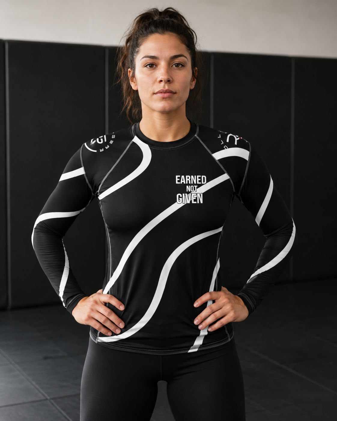 Black Swirl Long Sleeve Rash Guard – Black/White – Men’s | Roll Gear