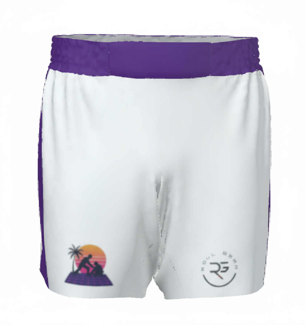 Sunset Rolls, roll gear bjj grappling shorts. Front view for wrestling.