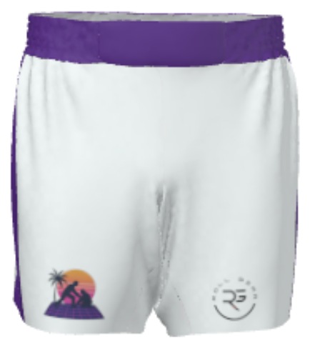 Sunset Rolls, roll gear bjj grappling shorts. Front view for wrestling. 