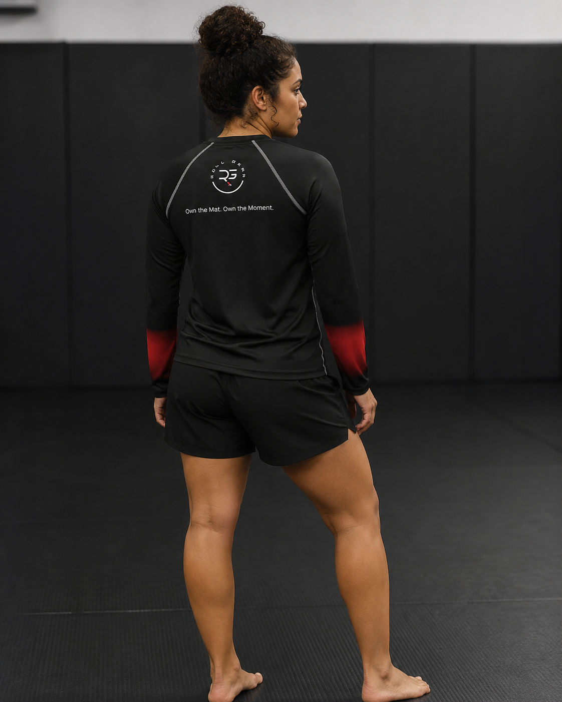 Roll Gear – Black Fade Long Sleeve Rash Guard – Black/Red – Women’s