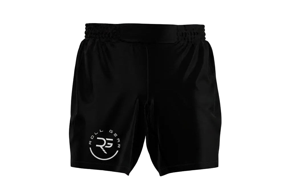 Black shorts with a logo on a white background