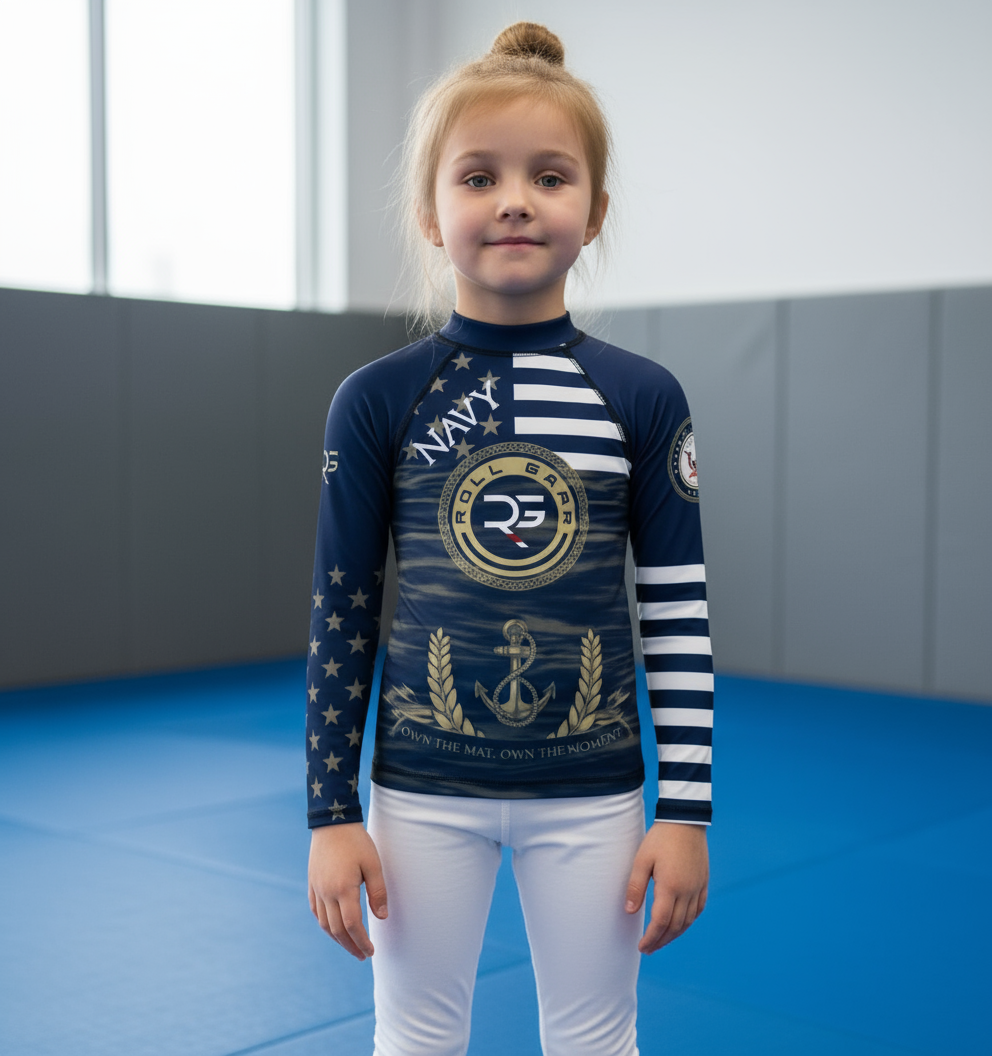 U.S. Navy “Honor, Courage, Commitment” Rash Guard – Kids Long Sleeve