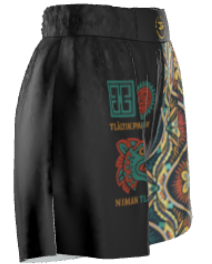 Left side view of Aztec Tribal Men’s MMA and BJJ Shorts by Roll Gear