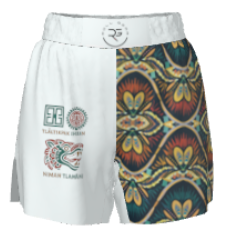 Aztec Tribal Warrior Men’s Fight Shorts – White Edition | Roll Gear