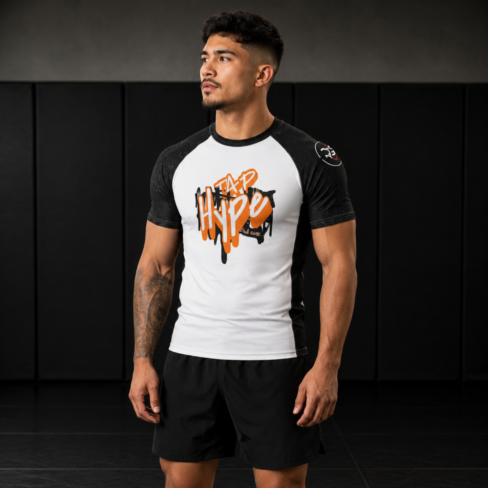 Roll Gear Tap Hype Unisex Short Sleeve Rash Guard – Orange & White.