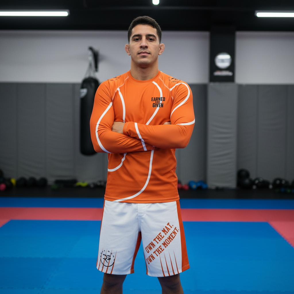 Orange with White Lines Rash Guard | Roll Gear™