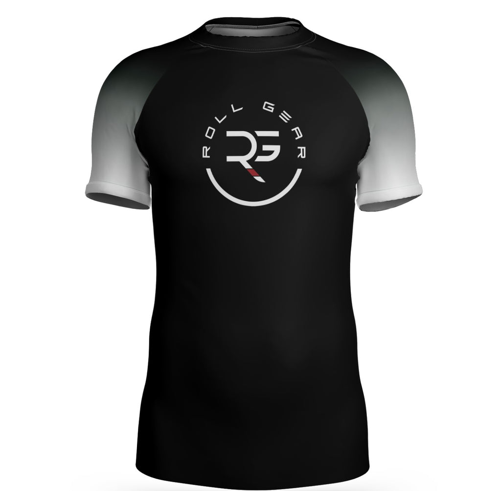 IBJJF-approved short sleeve ranked BJJ rash guard for men and women by Roll Gear LLC — available in white, blue, purple, brown, and black belt colors. Premium no-gi jiu-jitsu rash guard with compression fit, sweat-wicking fabric, and durable construction for serious grapplers.
