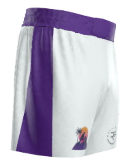 Sunset Rolls, roll gear bjj grappling shorts. Front view for wrestling. Side view