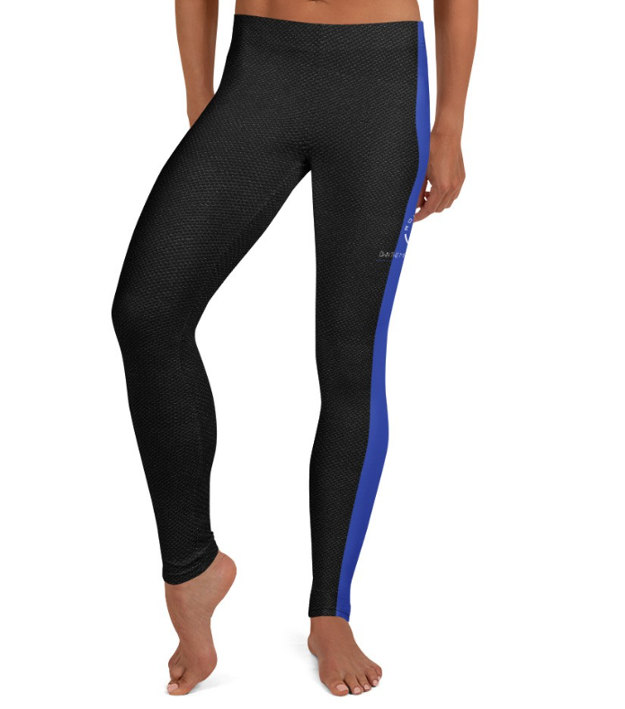 Front view of Roll Gear Police BJJ spats with bold vertical “POLICE” lettering on the leg, compression fit, and reinforced waistband. Designed for no-gi jiu-jitsu, MMA, and first responder training use. Roll Gear LLC. 