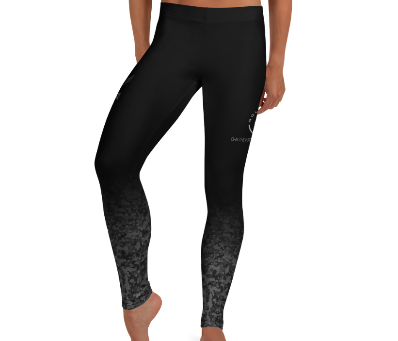 SWAT tactical BJJ spats – front view, black compression tights for no-gi and MMA