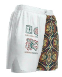 Side view of Roll Gear Women’s White Aztec BJJ and MMA Shorts