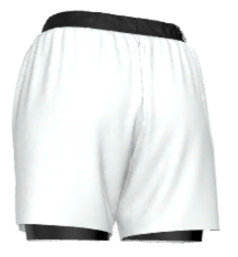 Back view of women’s black ranked BJJ shorts featuring wave detailing and Roll Gear branding – durable 2-in-1 shorts built for advanced female Brazilian Jiu-Jitsu practitioners
