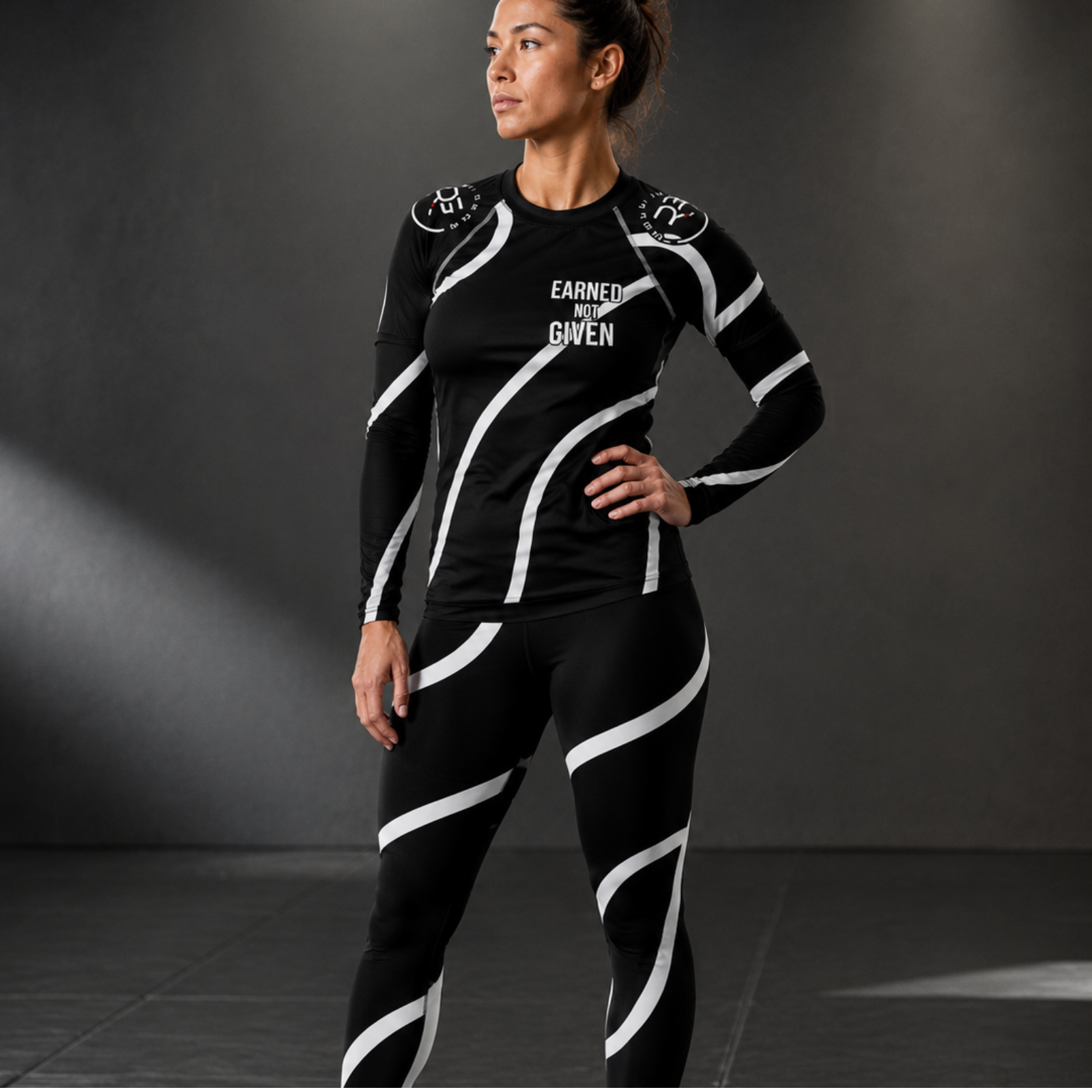 Roll Gear Black Swirl Rash Guard – Black/White, Women's.