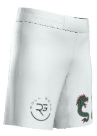 Right side view of Youth White Aztec Combat Sports Shorts by Roll Gear