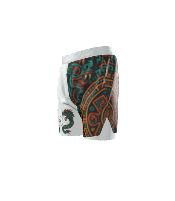 Left side view of Roll Gear Youth Aztec Tribal Warrior BJJ Shorts