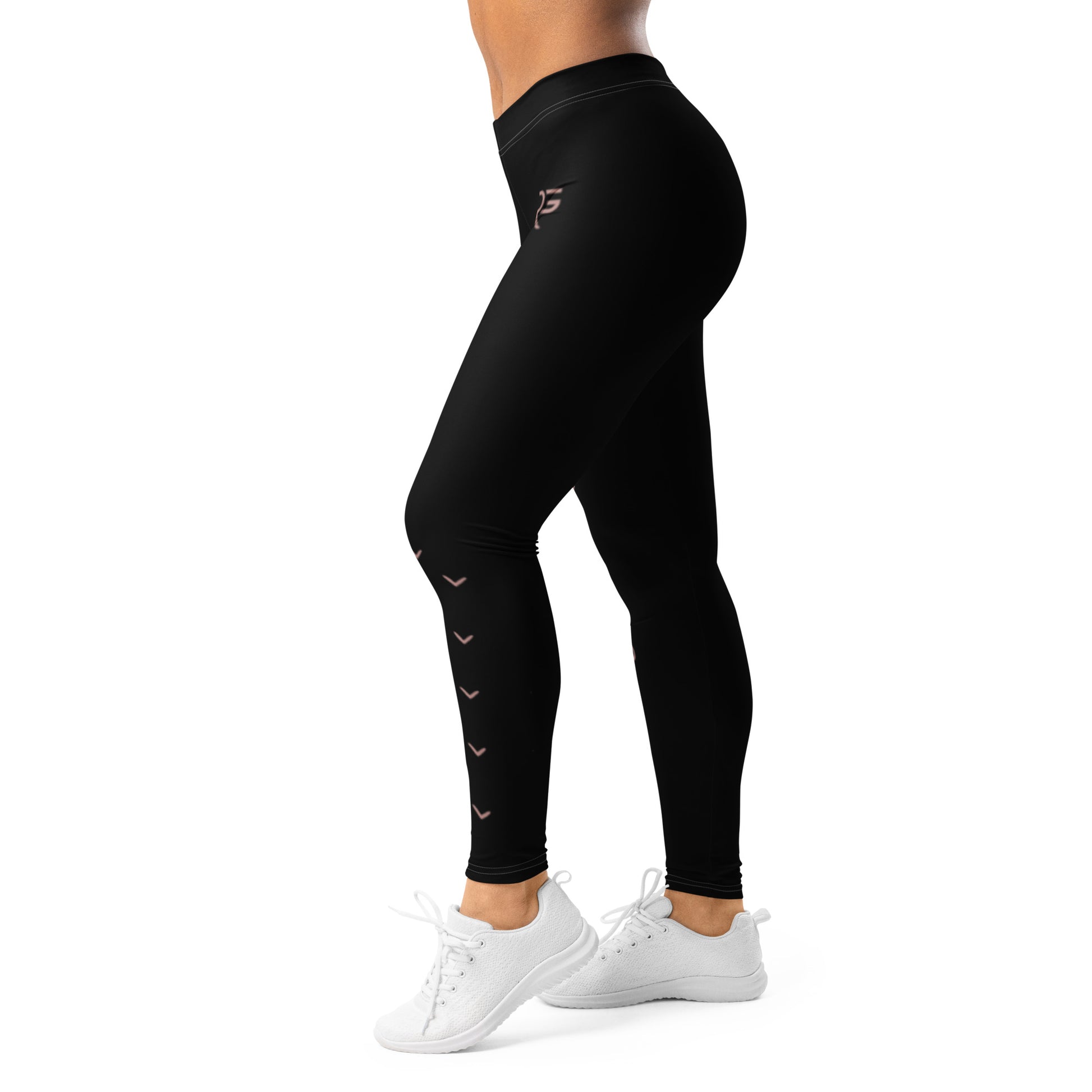 Black leggings with a logo on a white background