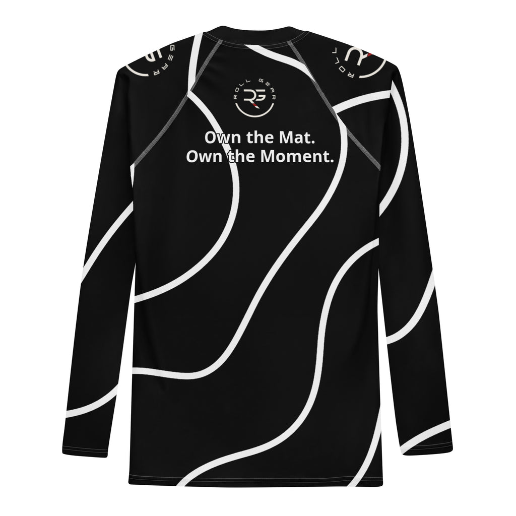 Black athletic shirt with white text and design on a white background