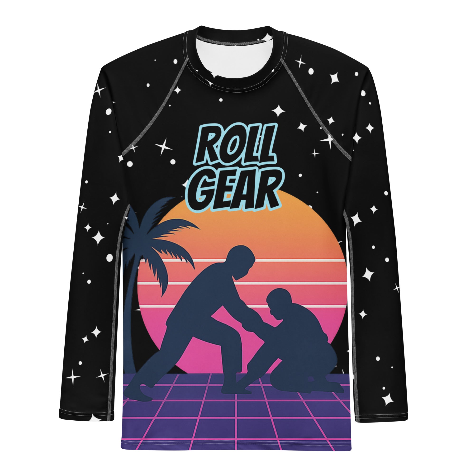 Neon Nights Sunset Grapple Rash Guard - Miami Vice BJJ Wrestling Gear