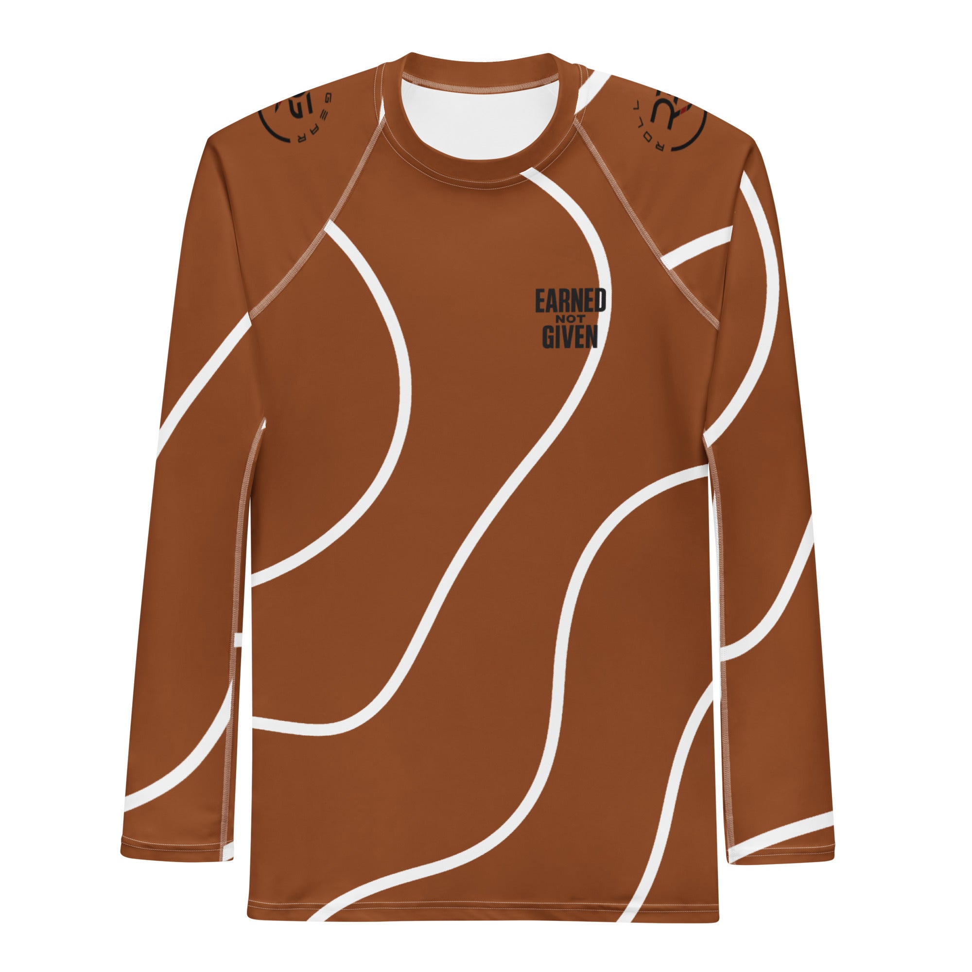 Brown Belt Long Sleeve Rash Guard – "Earned Not Given" BJJ & MMA Gear | Roll Gear™