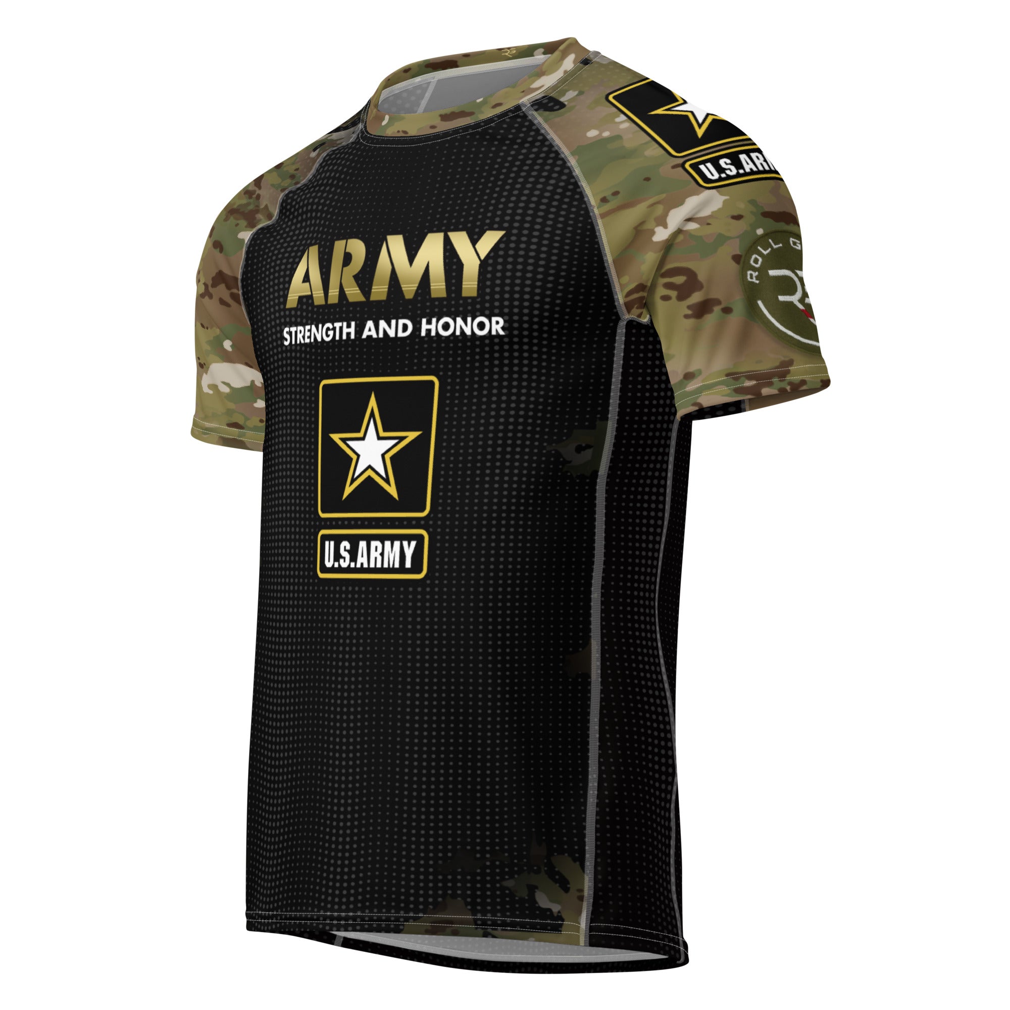 Army BJJ Rash Guard Short Sleeve – Unisex Black Multicam Compression ...