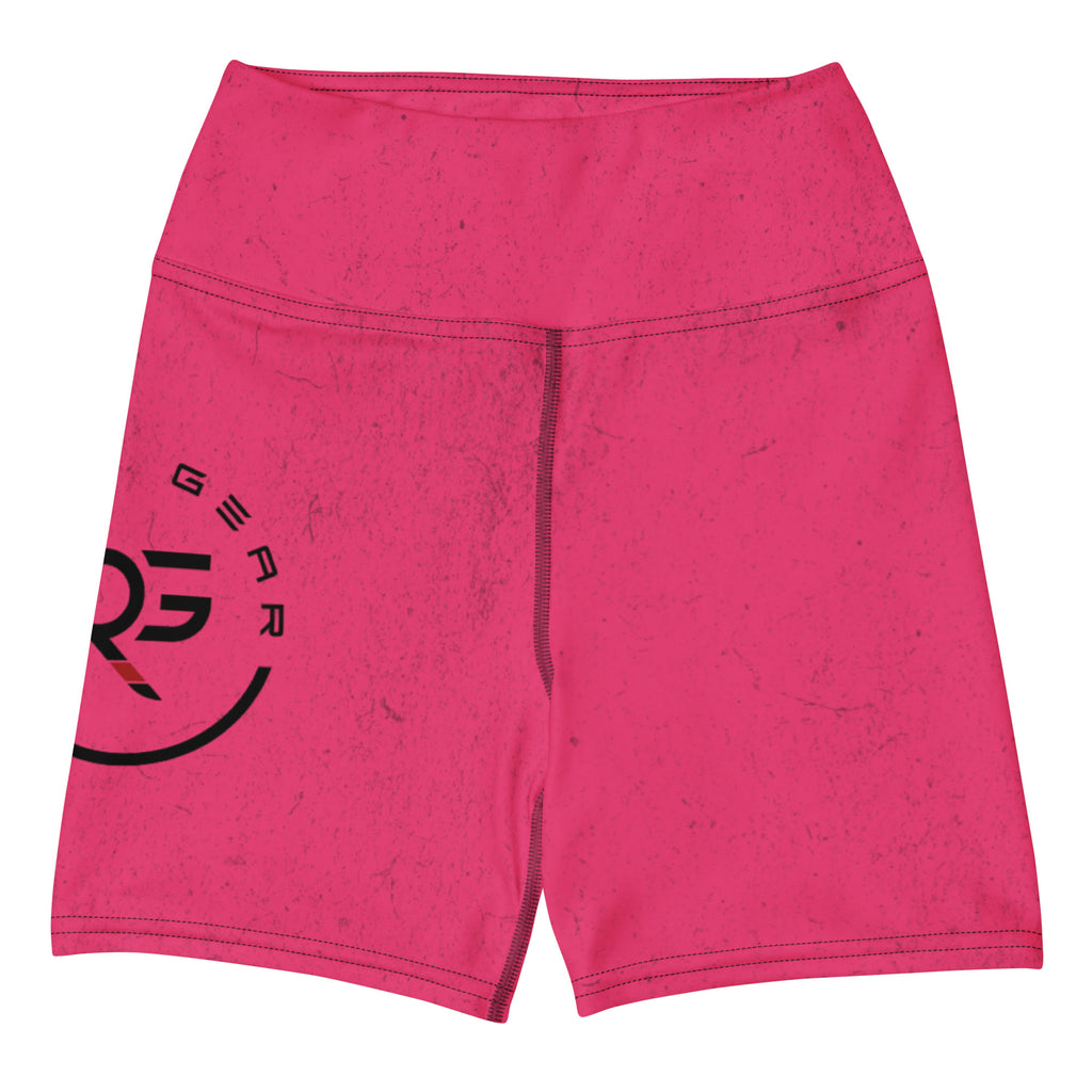 Pink shorts with a logo on a white background