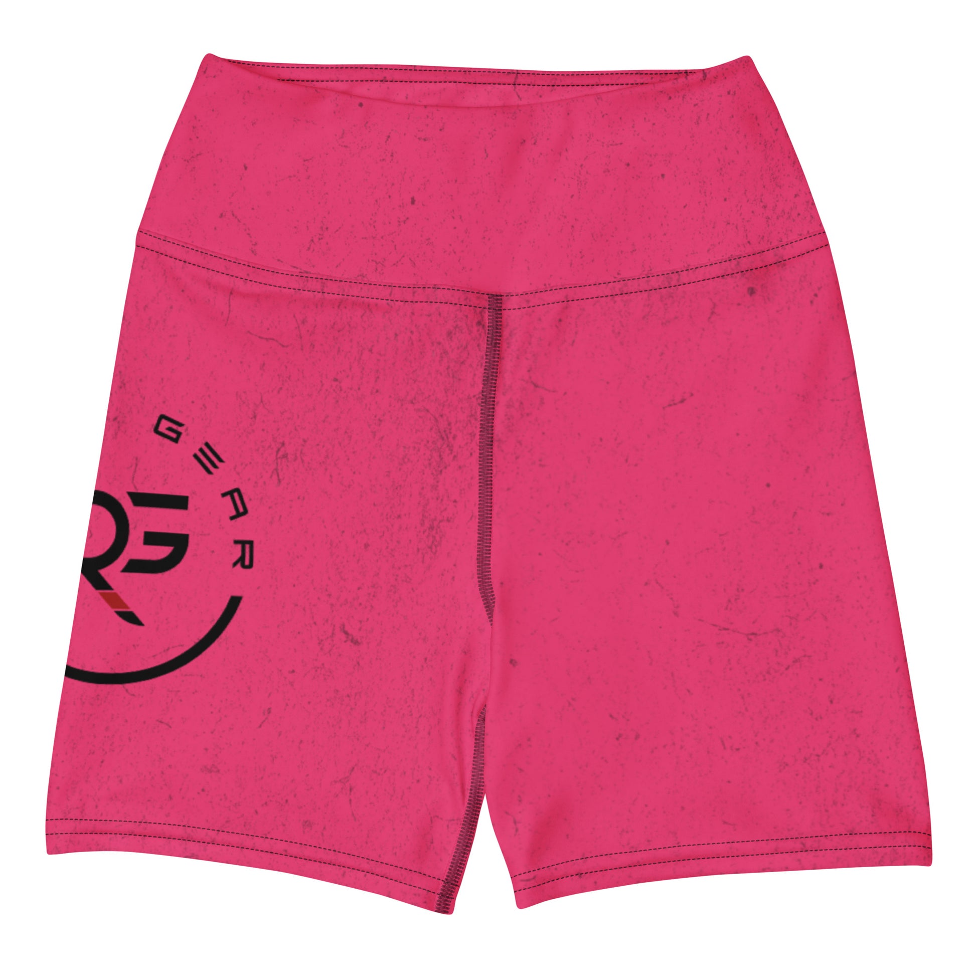 Pink shorts with a logo on a white background