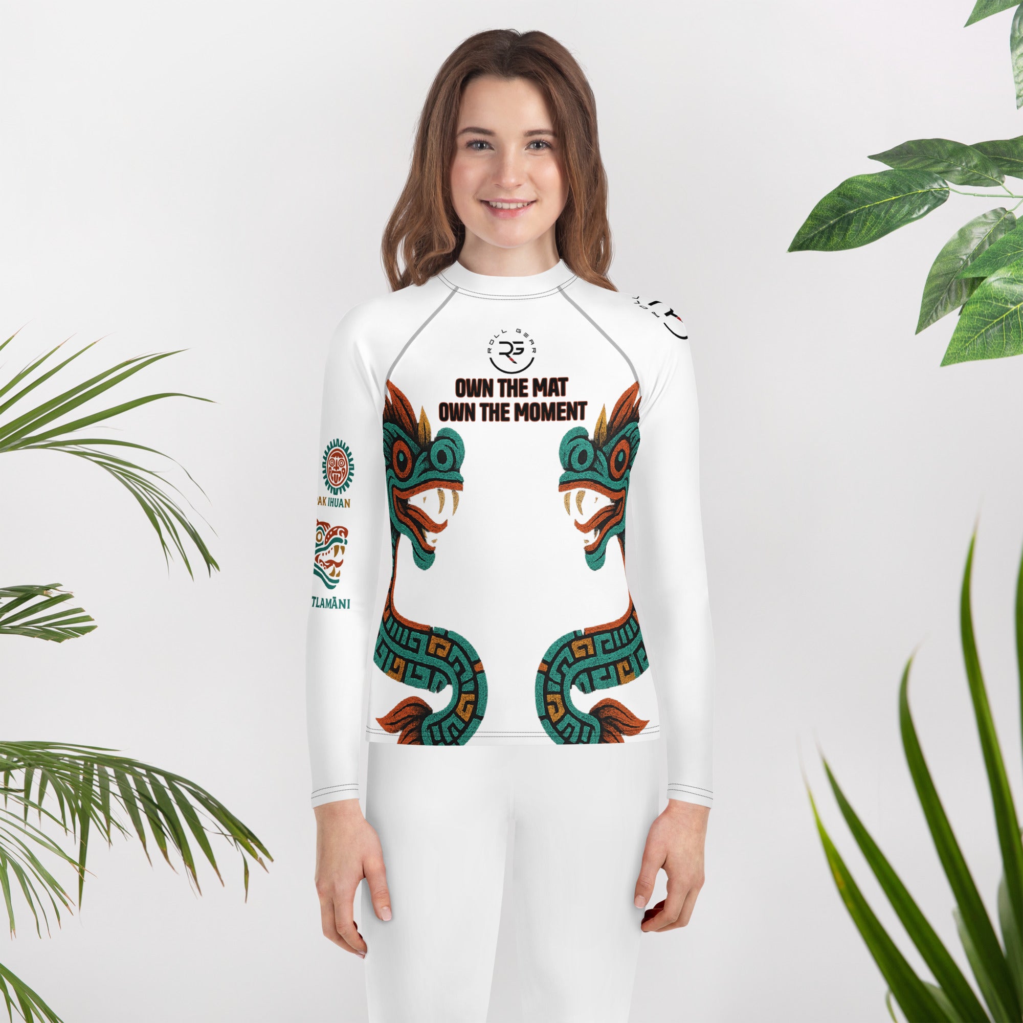 Youth Dual Dragon Rash Guard Quetzalcoatl Guardian - Aztec Mythology BJJ