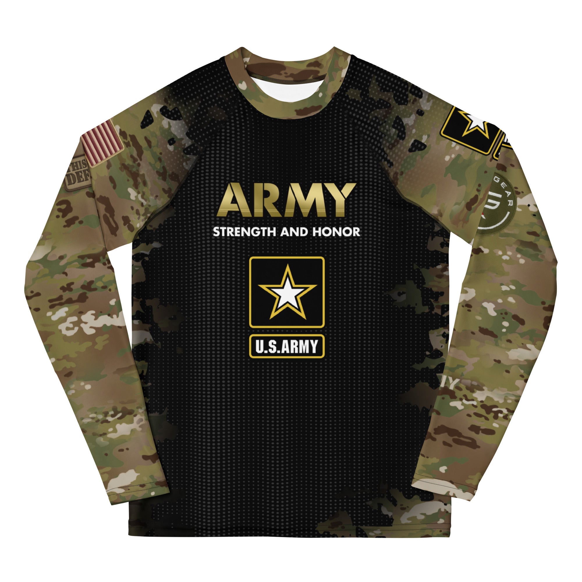 Army Youth Rash Guard Long Sleeve - BJJ MMA No-Gi Training Compression Shirt