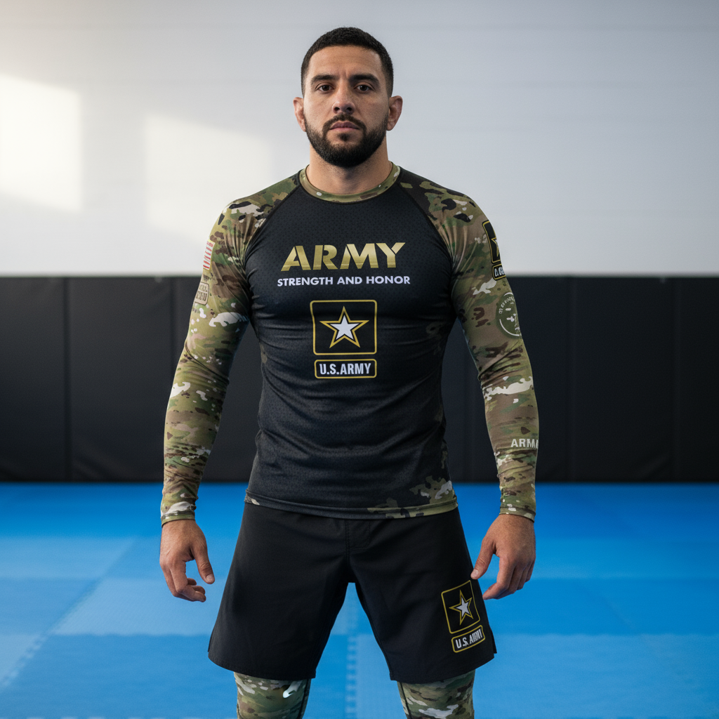 Army Strength and Honor Rash Guard - Military BJJ No-Gi Compression Shirt