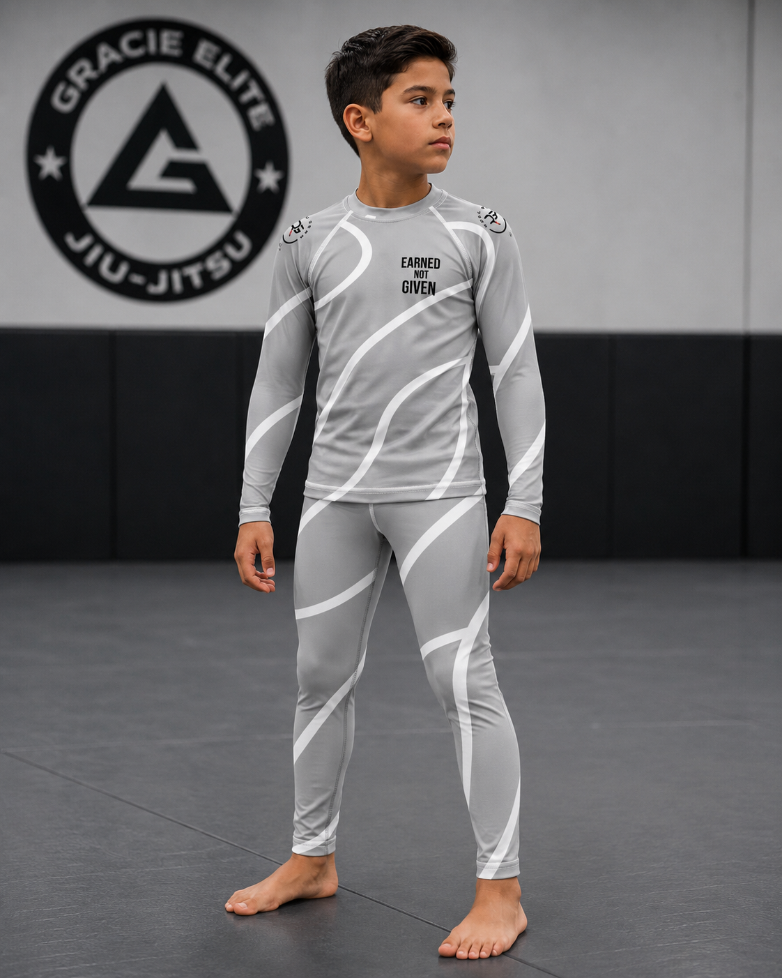 Roll Gear – Grey Swirl Spats – Grey/White – Kids