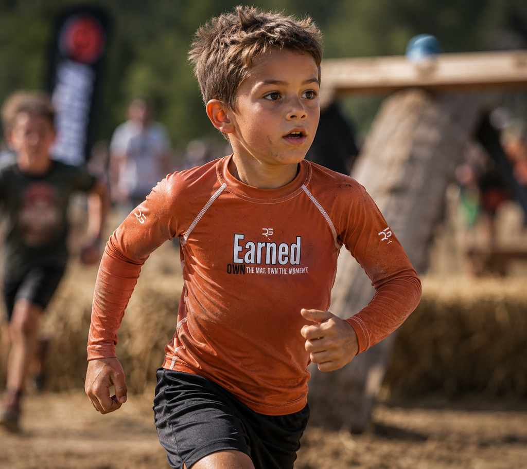 Earned Not Given Long Sleeve Rash Guard – Burnt Orange – Kids | Roll Gear