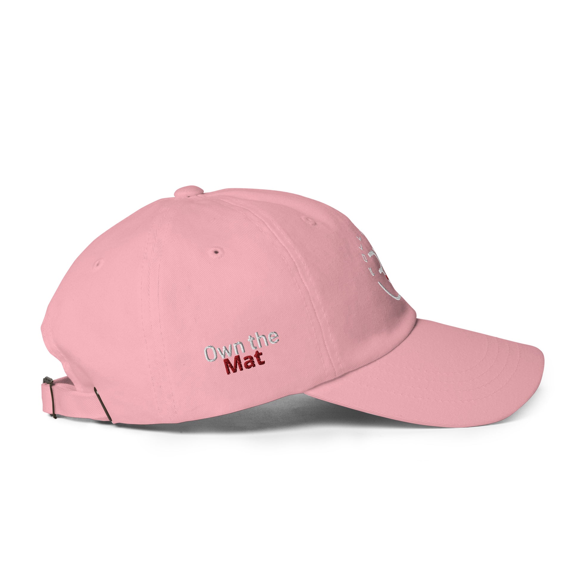 Roll Gear pink dad hat – side view highlighting the breathable eyelets
