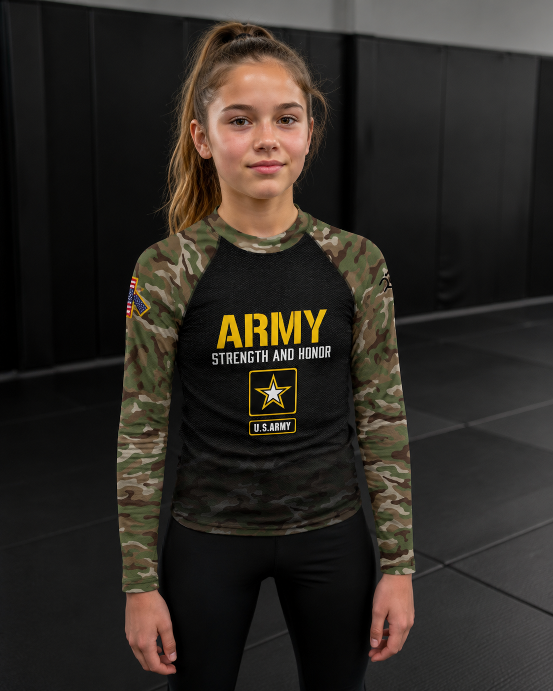 Youth Army Classic Long Sleeve Rash Guard